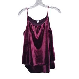 Old Navy Layered Ruffle Velvet Cami Burgundy Small Whimsigoth 90s Gothic Holiday